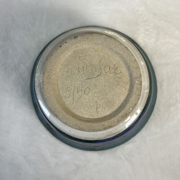 Studio Art Pottery Bowl Hand Thrown Signed Glazed 4" x 7" Benefits Charity - Picture 6 of 9